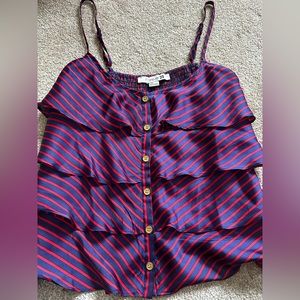 Forever 21 Navy Blue and Red stripped tank with gold buttons